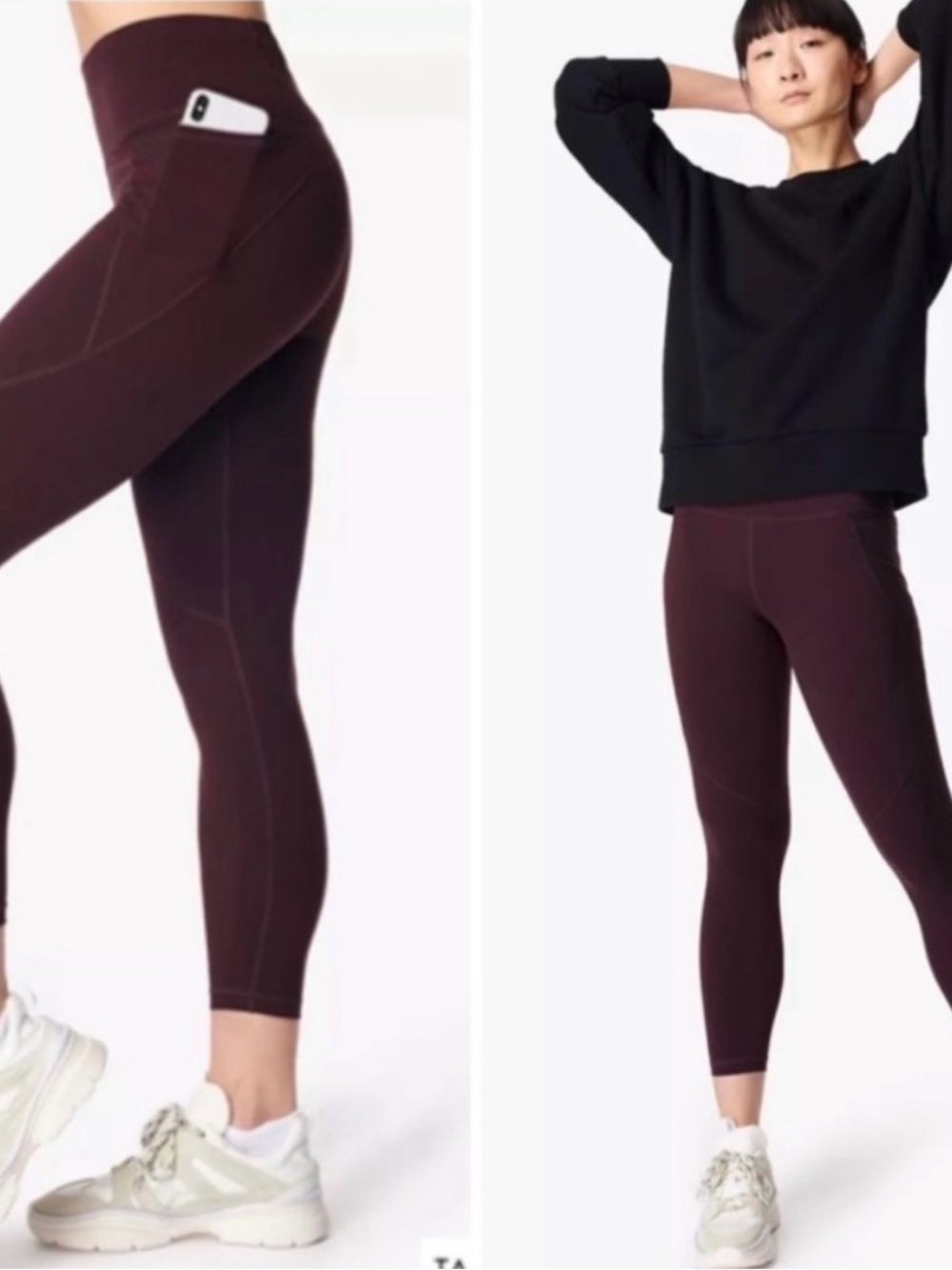 Sweaty Betty 7/8 Power Leggings — Deep Burgundy